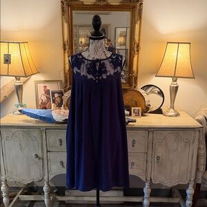 NWT Davi & Dani Dress Women's Navy Lace Detailing Sleeveless.